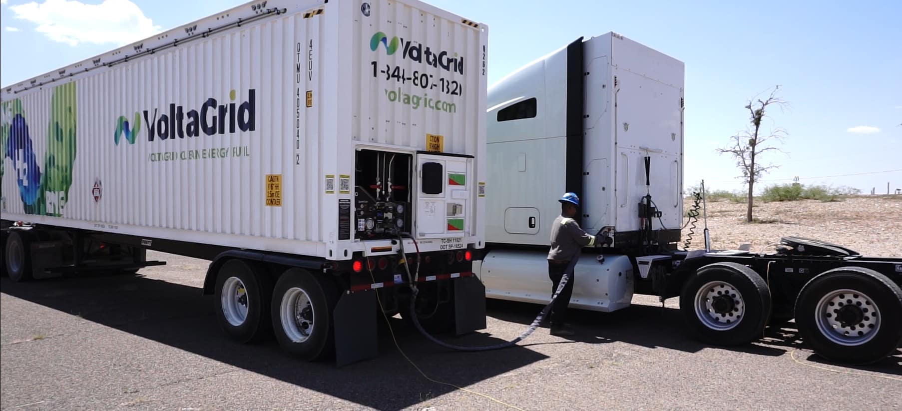 A VoltaGrid tractor trailer.